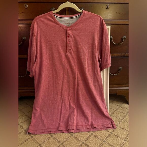 Original Weatherproof Vintage nantucket red short sleeve henley T-shirt L - Picture 1 of 7